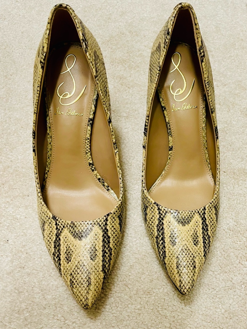 Sam Edelman Snakeskin Leather Pointed Toe Stiletto Pumps Size 7